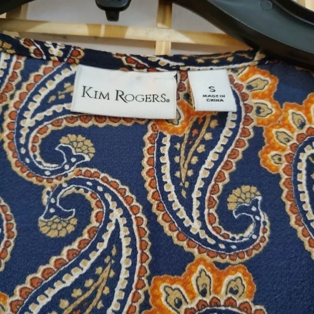 Kim Rogers Paisley Offset Hem Blouse Small - Picture 7 of 8